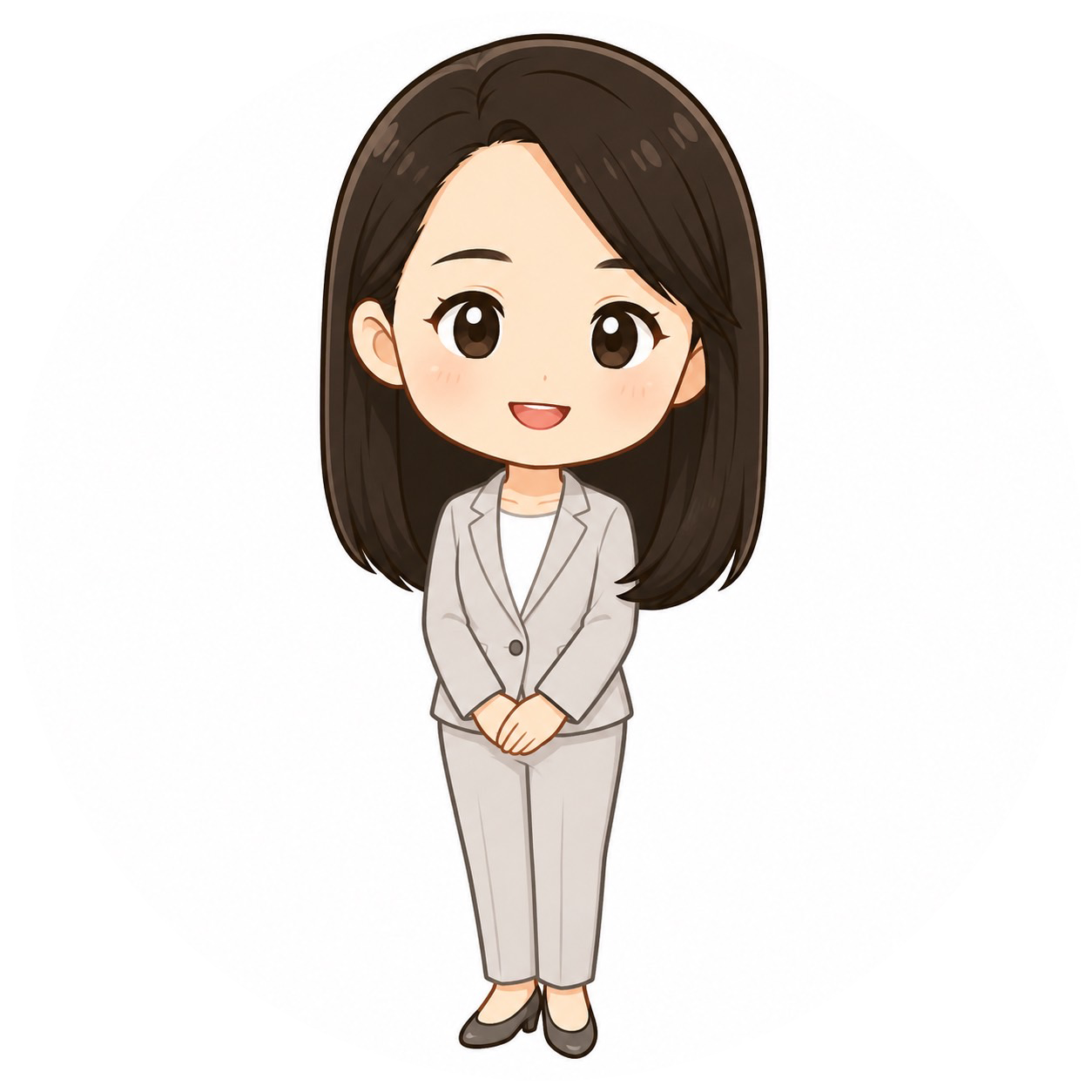 スーツ姿でほほえむ女性のイラスト